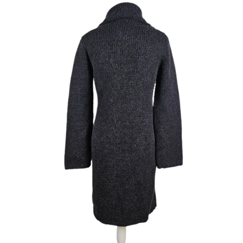 J Crew Sweater Coat Duster Womens M Blue Longline Collar Knit Alpaca blend
